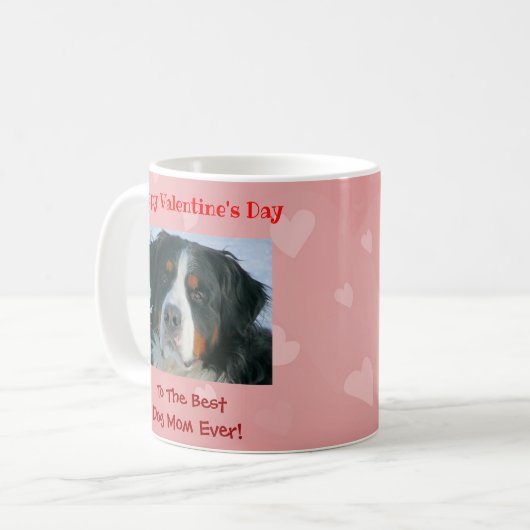 バレンタインデー最高のドッグママかわいいピンクの写真 コーヒーマグカップ (正面左)