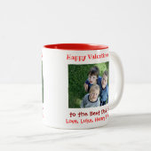 バレンタインデー最高のパパは今までにかわいいキッズ写真 ツートーンマグカップ (正面右)