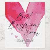 バレンタインデー最高のボーイフレンド史上最高のガールフレンド ワインラベル (シングルラベル)