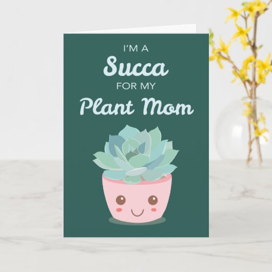 バレンタインデー植物母と多肉植物のかわいい カード (黄色い花)