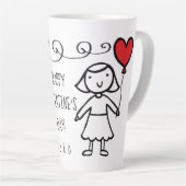 バレンタインデー母赤いハート漫画XOXO カフェラテマグ (右アングル)