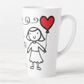 バレンタインデー母赤いハート漫画XOXO カフェラテマグ (右)