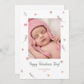 バレンタインデー水彩ハートベビー写真 シーズンカード (正面/裏面)