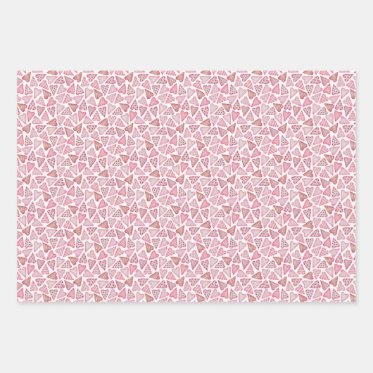 バレンタインデー水彩ハート花模様 ラッピングペーパーシート (正面)