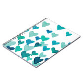 バレンタインデー水彩ハート-ターコイズ ノートブック (左側)