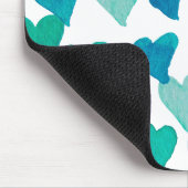 バレンタインデー水彩ハート-ターコイズ マウスパッド (コーナー)