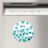 バレンタインデー水彩ハート-ターコイズ マグネット (インサイチュ (食洗機))