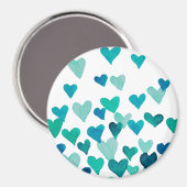 バレンタインデー水彩ハート-ターコイズ マグネット (正面/裏面)
