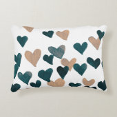 バレンタインデー水彩ハート – ニュートラル アクセントクッション (正面)
