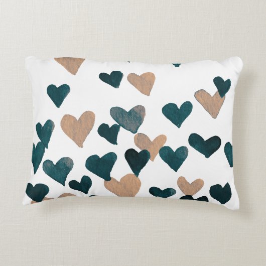 バレンタインデー水彩ハート – ニュートラル アクセントクッション (裏面)