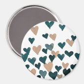 バレンタインデー水彩ハート – ニュートラル マグネット (正面/裏面)