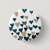 バレンタインデー水彩ハート – ニュートラル 缶バッジ (正面)