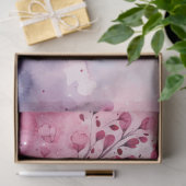 バレンタインデー水彩ピンクパープルハートツリー 薄葉紙 (ギフト)