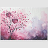 バレンタインデー水彩ピンクパープルハートツリー 薄葉紙 (正面)