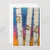 バレンタインデー水彩樺の木木 シーズンカード (正面/裏面)