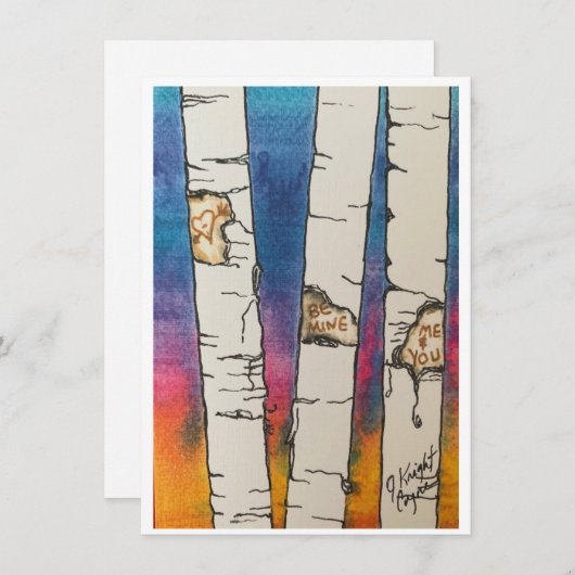 バレンタインデー水彩樺の木木 シーズンカード (正面/裏面)