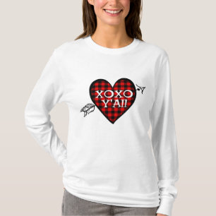 バレンタインデー水牛プレイド愛ハートトップ Tシャツ