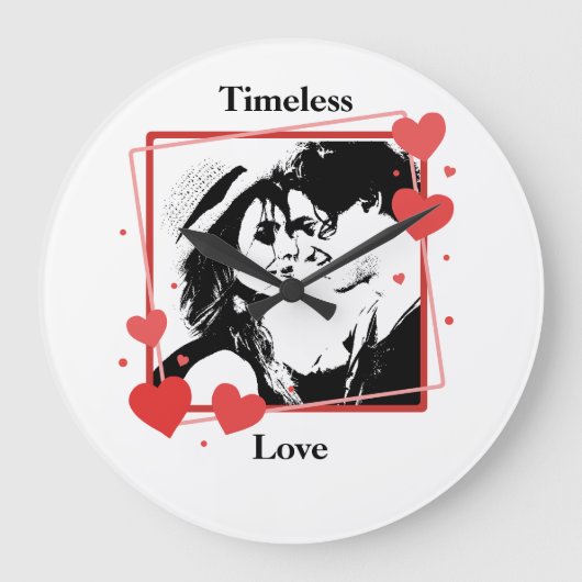 バレンタインデー永遠の愛ハートフレーム壁 ラージ壁時計 (正面)