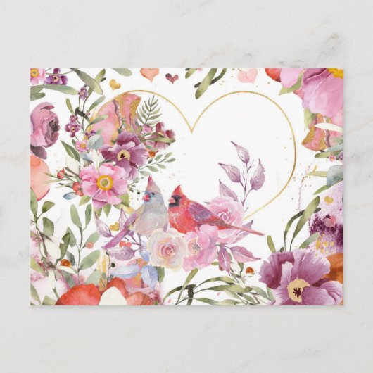 バレンタインデー深紅色はがき ポストカード (正面)