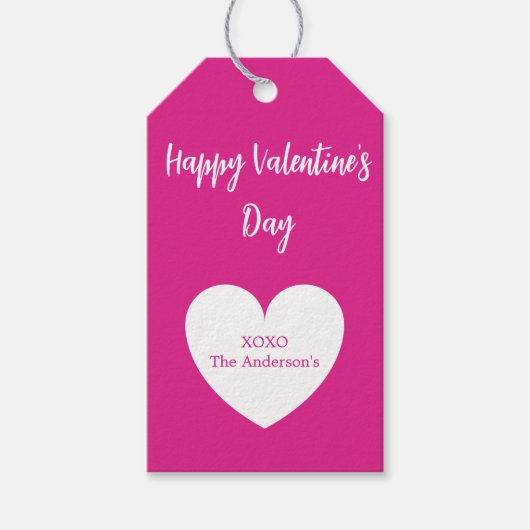 バレンタインデー熱ピンクハート ギフトタグ (正面)