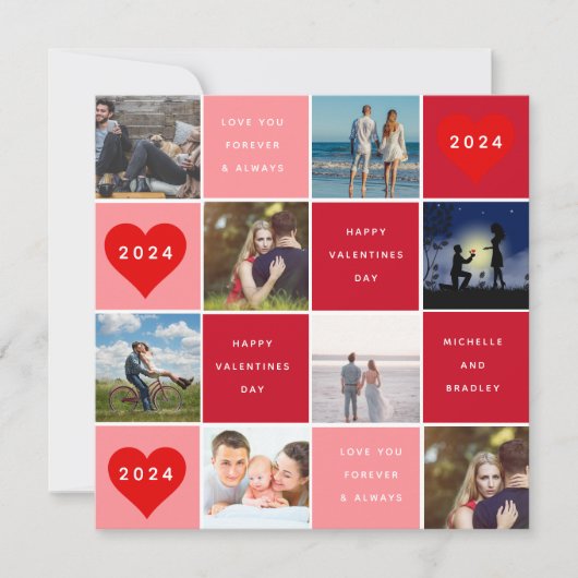バレンタインデー特別な記念品を作ろう！ このモダンなテンプレートにあなたが選んだ6枚の写真を追加して シーズンカード (正面)