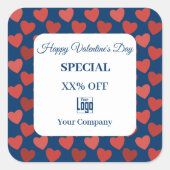 バレンタインデー特別ハート柄マーケティング スクエアシール (正面)