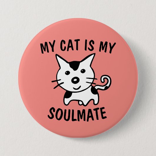 バレンタインデー猫ボタンSOULMATE 缶バッジ (正面)