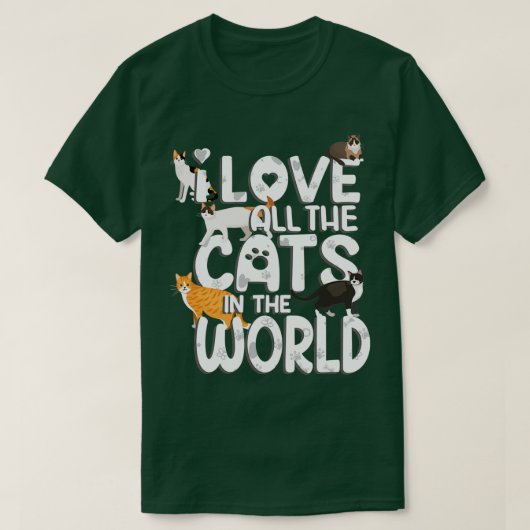 バレンタインデー猫好きすべての猫が大好き Tシャツ (デザイン正面)