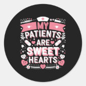 バレンタインデー甘いハート看護愛マイパティエン ラウンドシール (正面)