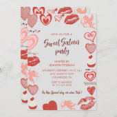 バレンタインデー甘い16招待スイートハートグレー 招待状 (正面/裏面)