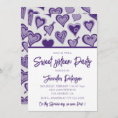 バレンタインデー甘い16招待状かわいいハート 招待状 (正面/裏面)