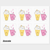 バレンタインデー用の熱いコーヒーまたは冷たいコーヒー スクエアシール (シート)