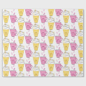 バレンタインデー用の熱いコーヒーまたは冷たいコーヒー ラッピングペーパー (フラット)