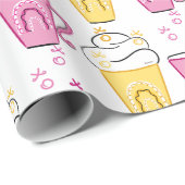 バレンタインデー用の熱いコーヒーまたは冷たいコーヒー ラッピングペーパー (ロールコーナー)