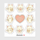 バレンタインデー用の猫ユニコーン シール (シート)