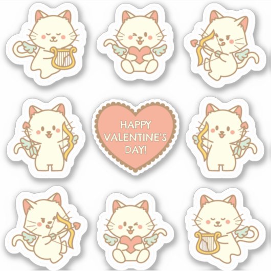 バレンタインデー用の猫ユニコーン シール (正面)