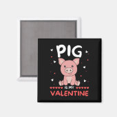 バレンタインデー用の豚かわいい動物の豚は私のval マグネット (正面/裏面)