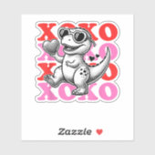 バレンタインデー用のXoxoパターンを持つ恐竜 シール (シート)