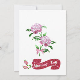 バレンタインデー用ピンクの花 シーズンカード