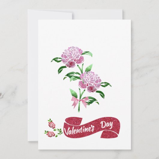 バレンタインデー用ピンクの花 シーズンカード (正面)