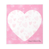 バレンタインデー白いハートとピンクの背景 ノートパッド (正面)