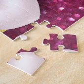 バレンタインデー白いハートBurgundy写真 ジグソーパズル (側面)