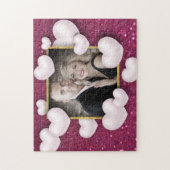 バレンタインデー白いハートBurgundy写真 ジグソーパズル (縦)