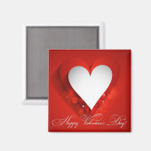 バレンタインデー白ハートカスタマイズ-  マグネット (正面/裏面)