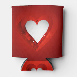 バレンタインデー白ハートカスタマイズ-  缶クーラー