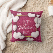 バレンタインデー白ハートグリッター – 枕 (ブランケット)