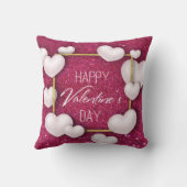 バレンタインデー白ハートグリッター – 枕 (裏面)