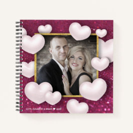 バレンタインデー白ハートフォトスパイラルノートブック ノートブック