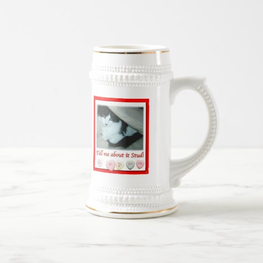 バレンタインデー白黒ネコ ビールジョッキ (右)