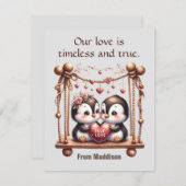 バレンタインデー真の愛ペンギンをスイング シーズンカード (正面/裏面)